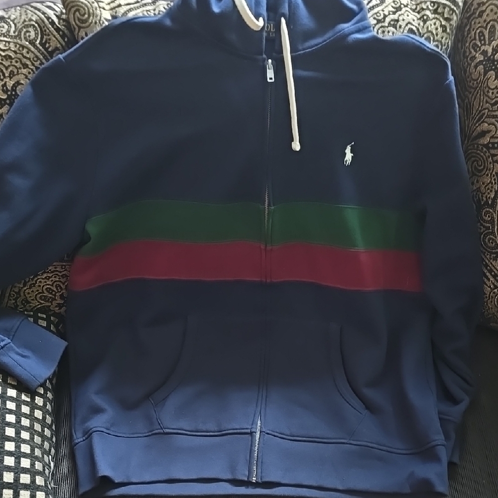 Polo Ralph Lauren Navy Hoodie with Stripes